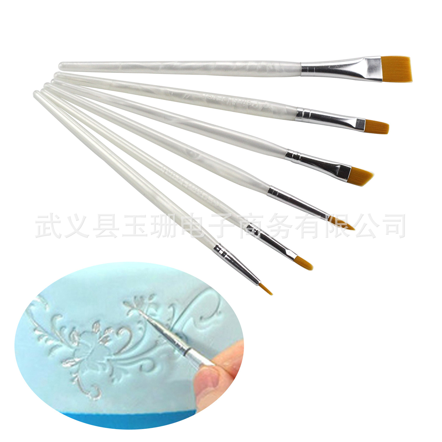 Drawing Pen Nylon Wool White Penholder Toner Pigment Painting Brush Wide and Narrow Hook Line Full Set of 6 Brushes