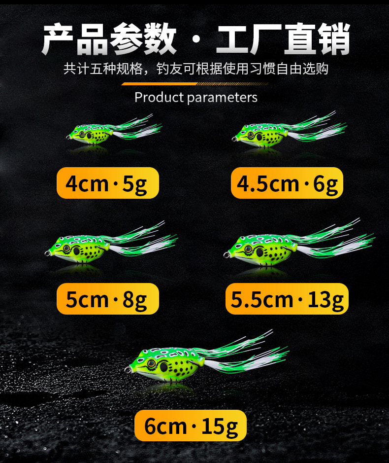 Factory Wholesale Bionic Thunder Frog Egg Frog Black Set High Carbon Steel Double Hook Lure Lure Soft Bait