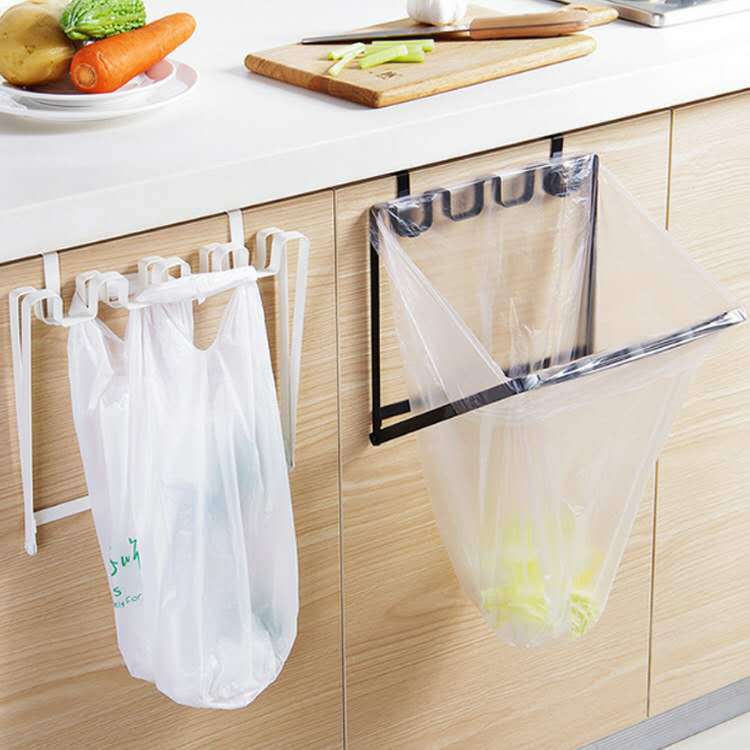 Japanese Style Cabinet Door Back Garbage Bag Bracket Hook Kitchen Plastic Bag Hanging Rack Japanese Style Home Kitchen