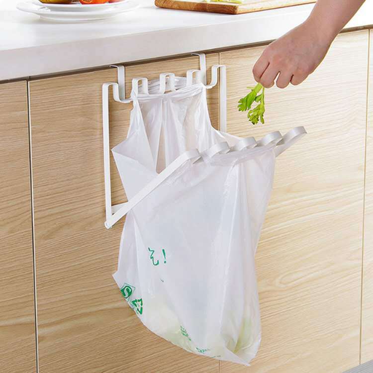 Japanese Style Cabinet Door Back Garbage Bag Bracket Hook Kitchen Plastic Bag Hanging Rack Japanese Style Home Kitchen