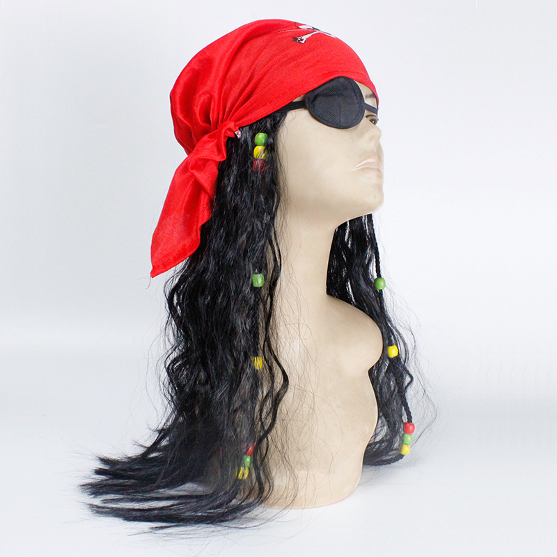 Captain Hook, Pirates of the Caribbean Wig, Captain Jack, Wig Kerchief