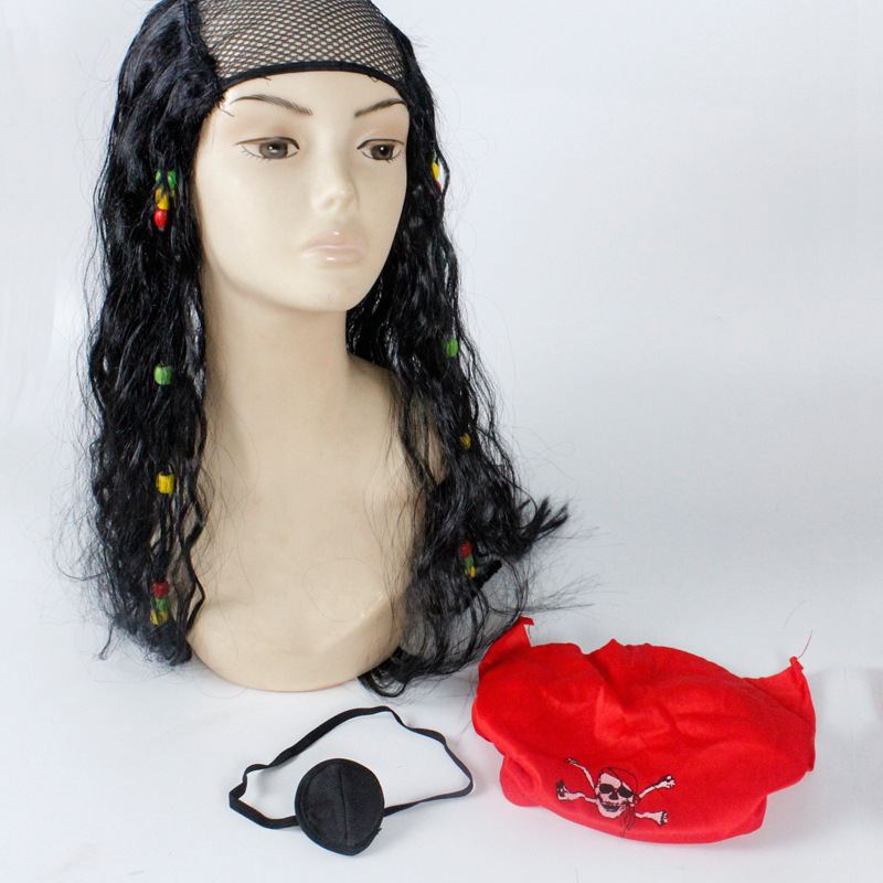 Captain Hook, Pirates of the Caribbean Wig, Captain Jack, Wig Kerchief