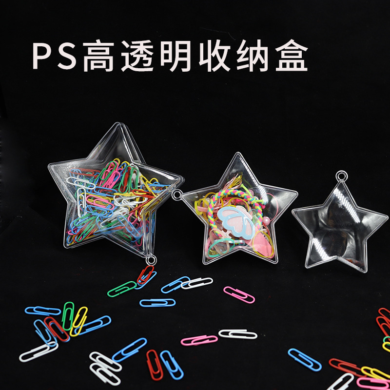 PS Internet Celebrity Five-Pointed Star Jewelry Bright Crystal Hook Transparent Box Bead Storage Box Factory Wholesale Daily Necessities