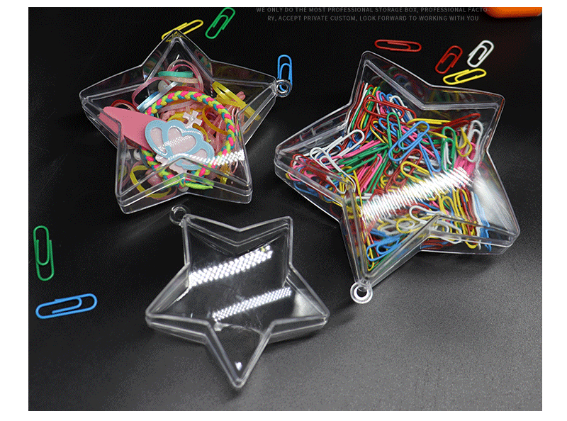 PS Internet Celebrity Five-Pointed Star Jewelry Bright Crystal Hook Transparent Box Bead Storage Box Factory Wholesale Daily Necessities