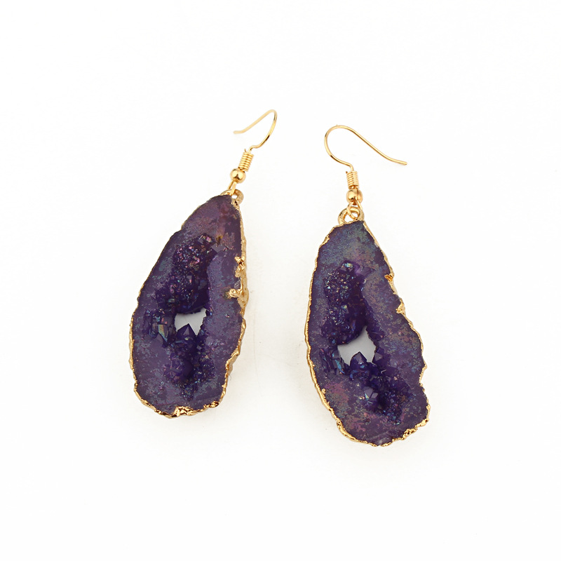 New Accessories Personalized Fashion Earrings Irregular Hollowout Earrings Retro Ear Hook Foreign Trade Resin Earrings