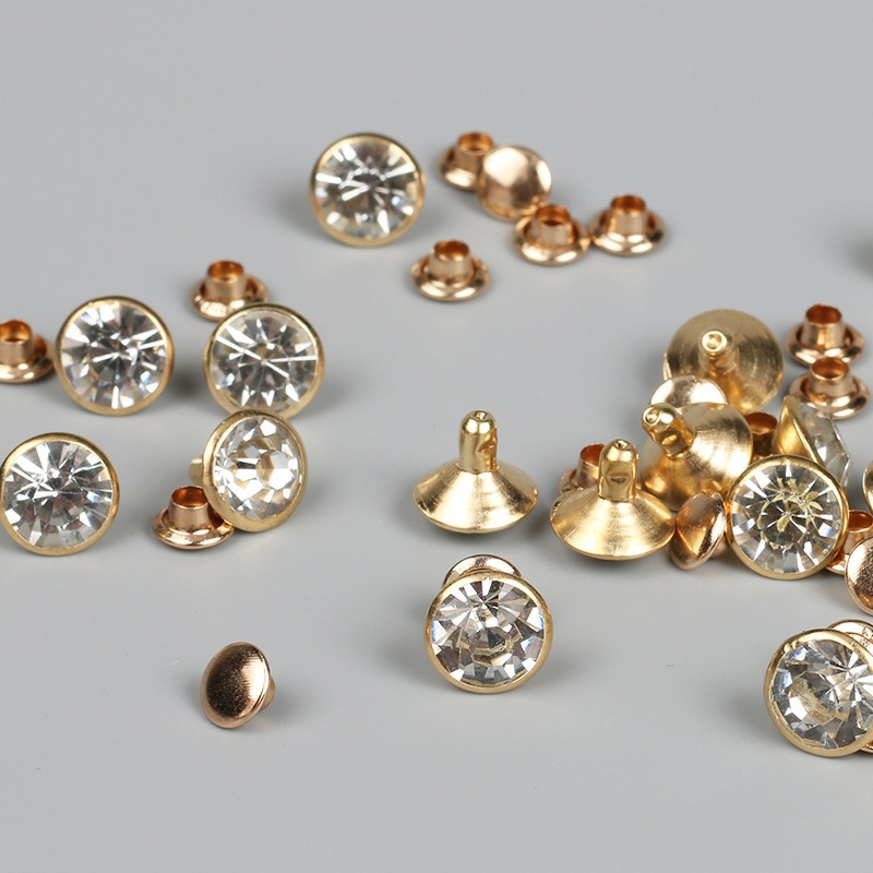 Factory Cross-Border Rhinestone Rhinestone Rhinestone Rhinestone Rivet Grade A Diamond Silver Golden Edge Drill Bit Flowering with Diamond Hit Cap Nail