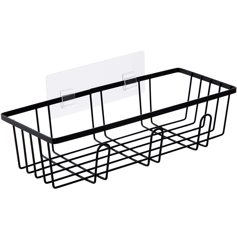 Iron Punch-Free Bathroom Iron hook Wall Washstand Hanging Basket Wall Hanging Draining Storage Basket Storage Rack