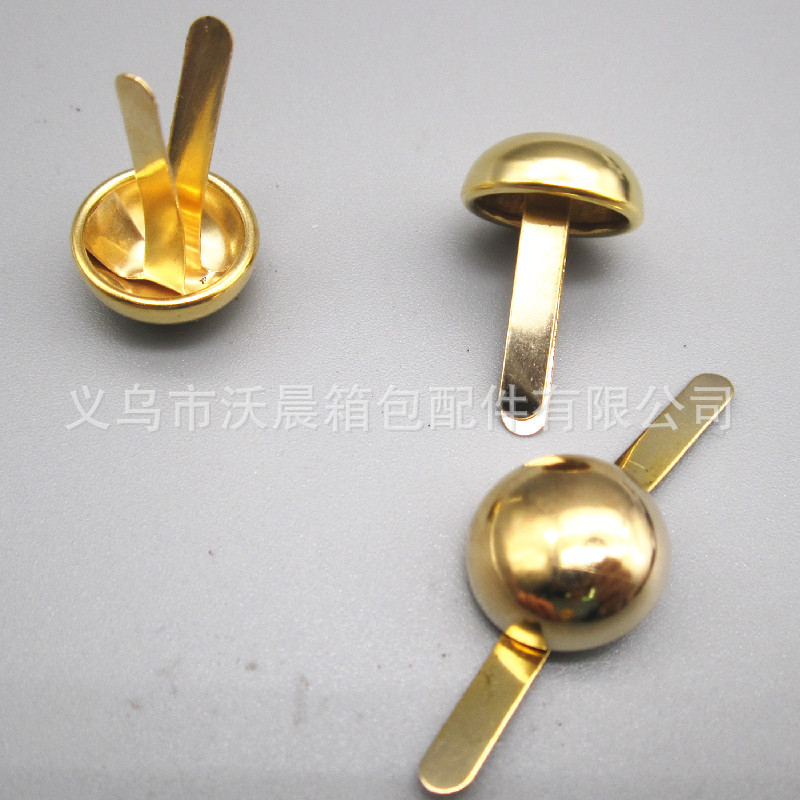 Spot Supply Two-Leg Mushroom Nail Two-Leg Cap Nail 8mm Gold round Head Two-Leg Rivet Decorative Glossy Spike Feet