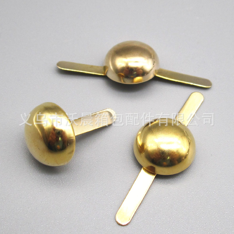 Spot Supply Two-Leg Mushroom Nail Two-Leg Cap Nail 8mm Gold round Head Two-Leg Rivet Decorative Glossy Spike Feet