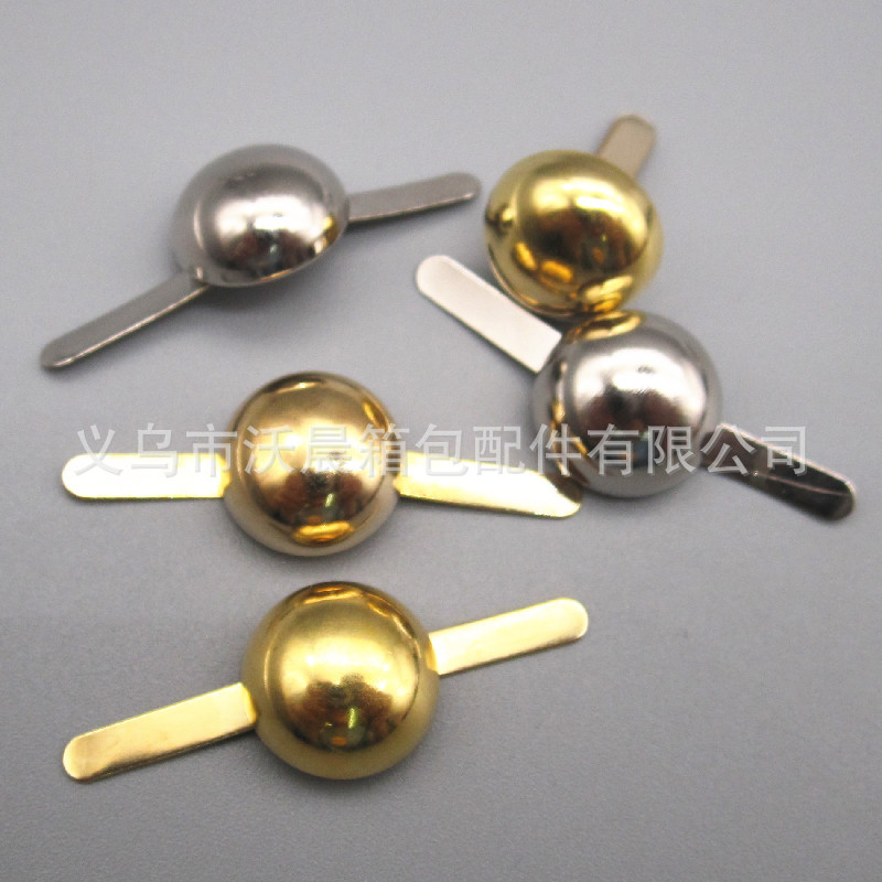 Spot Supply Two-Leg Mushroom Nail Two-Leg Cap Nail 8mm Gold round Head Two-Leg Rivet Decorative Glossy Spike Feet