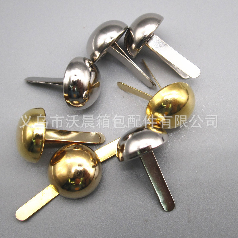 Spot Supply Two-Leg Mushroom Nail Two-Leg Cap Nail 8mm Gold round Head Two-Leg Rivet Decorative Glossy Spike Feet