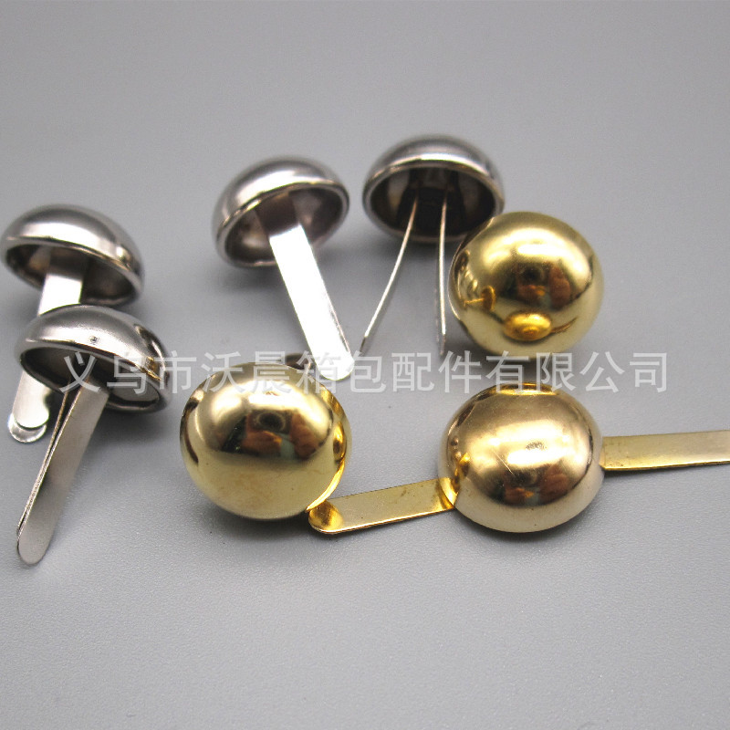 Spot Supply Two-Leg Mushroom Nail Two-Leg Cap Nail 8mm Gold round Head Two-Leg Rivet Decorative Glossy Spike Feet