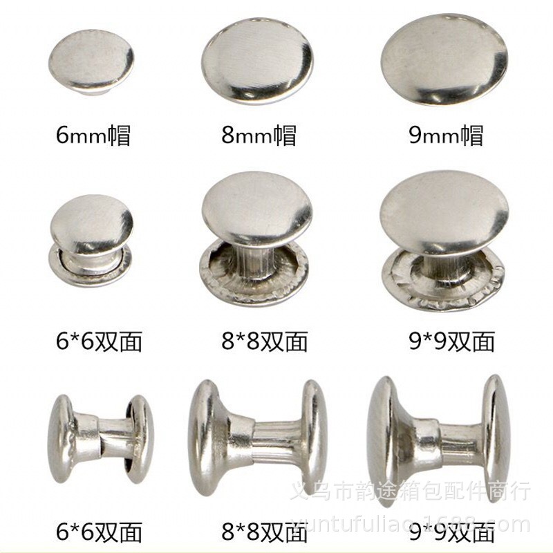 Spot Supply Two-Leg Mushroom Nail Two-Leg Cap Nail 8mm Gold round Head Two-Leg Rivet Decorative Glossy Spike Feet