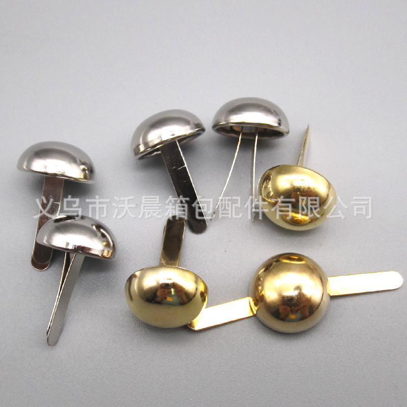 Spot Supply Two-Leg Mushroom Nail Two-Leg Cap Nail 8mm Gold round Head Two-Leg Rivet Decorative Glossy Spike Feet