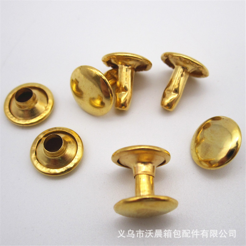 Spot Supply Two-Leg Mushroom Nail Two-Leg Cap Nail 8mm Gold round Head Two-Leg Rivet Decorative Glossy Spike Feet