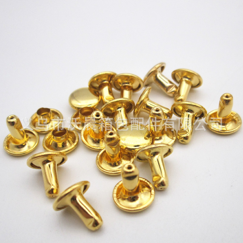 Spot Supply Two-Leg Mushroom Nail Two-Leg Cap Nail 8mm Gold round Head Two-Leg Rivet Decorative Glossy Spike Feet