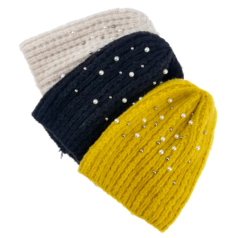 Fashion knitted cap nail pearl eel cap Fashion knitted cap nail pearl eel cap
