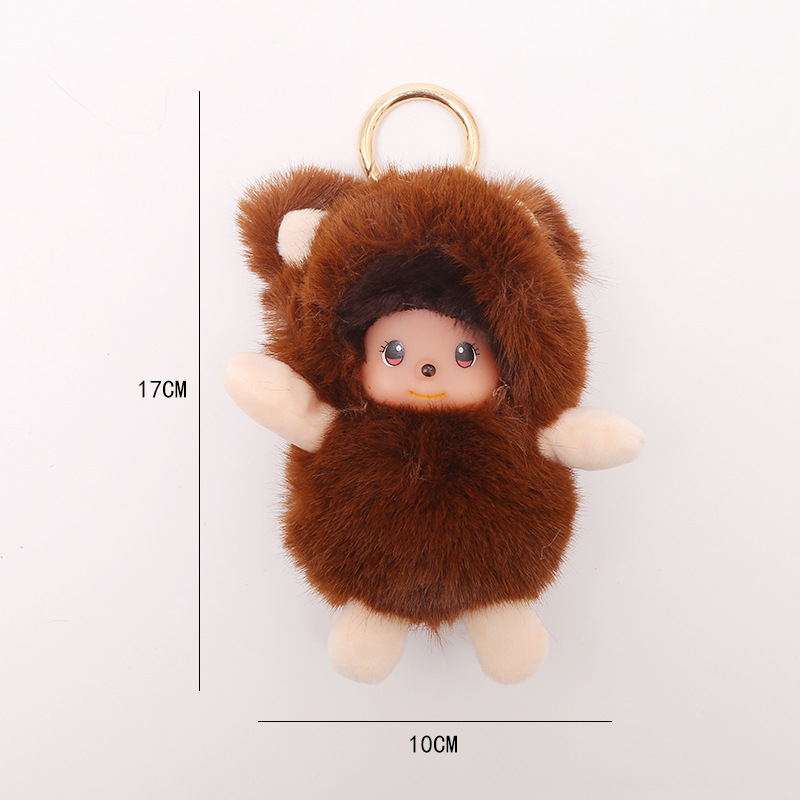 Cross - border supply true otter rabbit hair new drum Mengqi key chain pendant plush bag pendant wool ball type direct shot