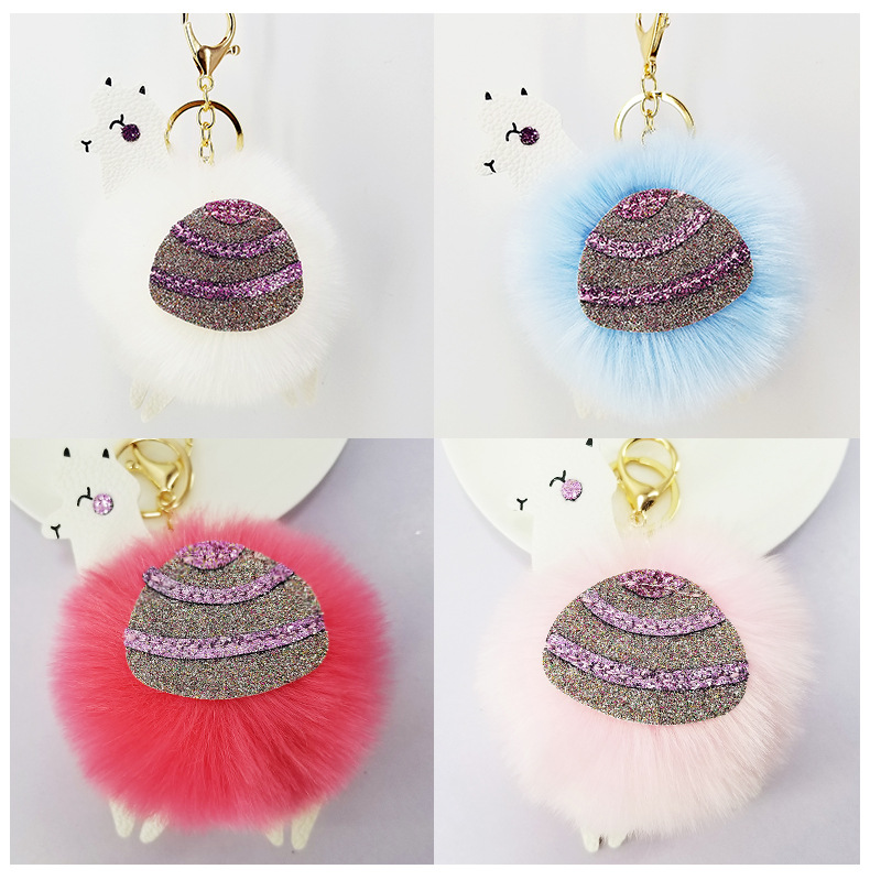 Artificial plush key chain bag pendant can be customized rabbit fox wool ball manufacturers