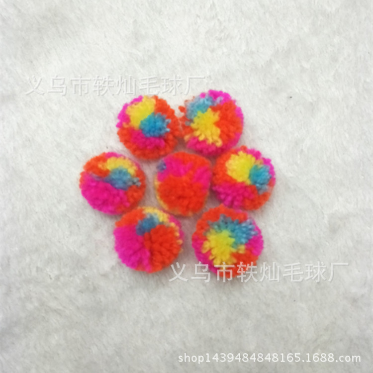Factory direct sales right angle wool wool ball lace with hand triangle colorful ball hair ball lace accessories