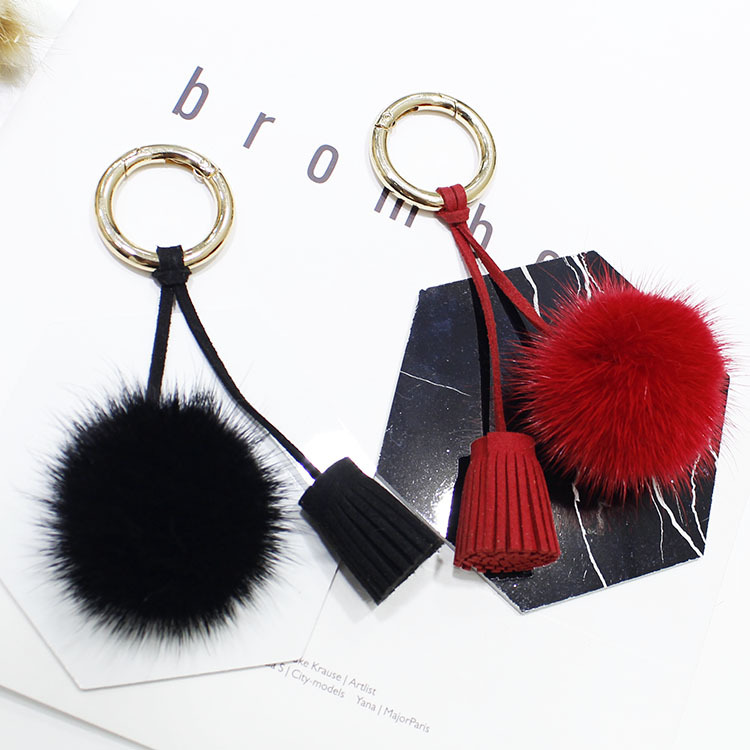 Imported computer wool ball pendant plush key chain holiday gift plush accessories