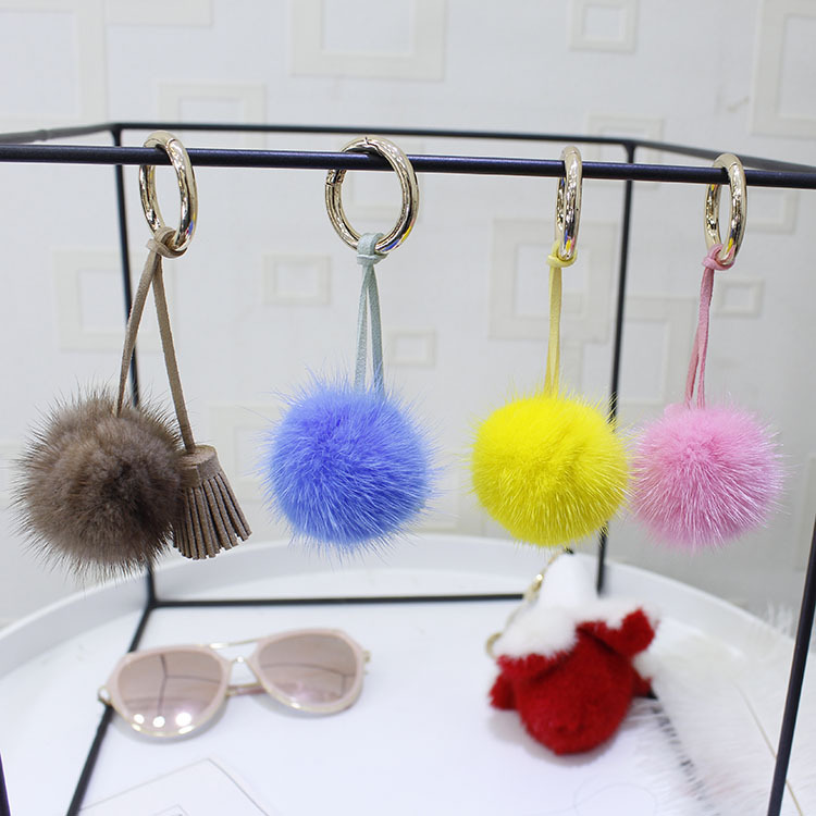 Imported computer wool ball pendant plush key chain holiday gift plush accessories