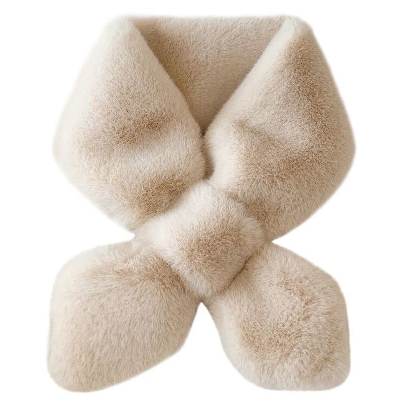 Women&#039;s Plush Scarf Winter Korean Style Small Dovetail Cross Scarf Imitation Fur Imitation Rabbit Fur Scarf Plush Fur Collar Warm