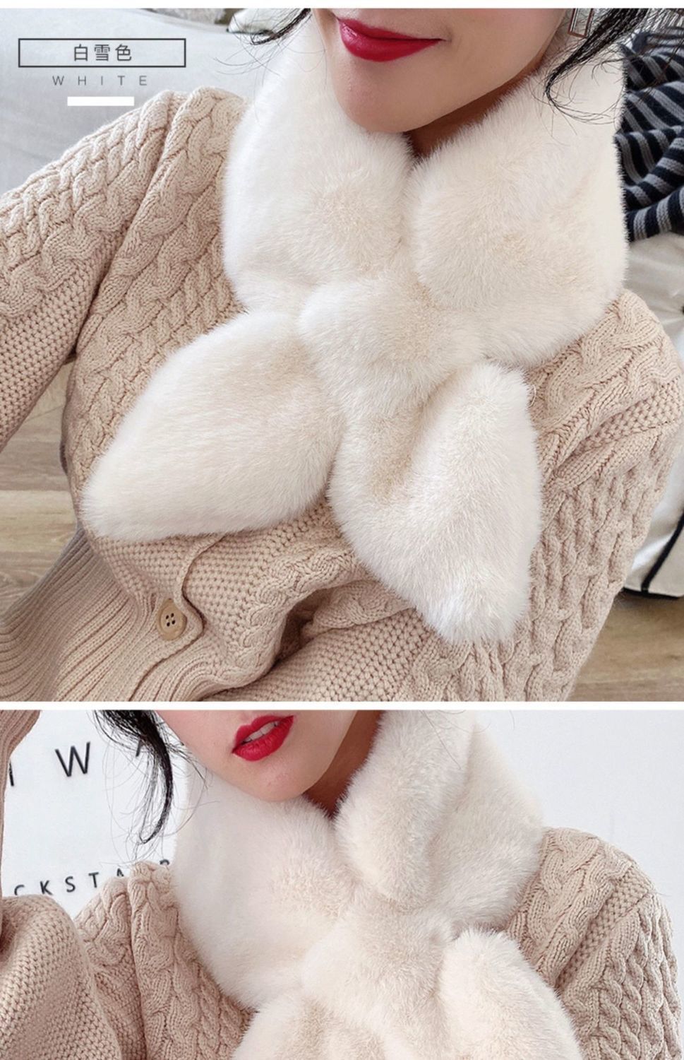 Women's Plush Scarf Winter Korean Style Small Dovetail Cross Scarf Imitation Fur Imitation Rabbit Fur Scarf Plush Fur Collar Warm Women's Plush Scarf Winter Korean Style Small Dovetail Cross Scarf Imitation Fur Imitation Rabbit Fur Scarf Plush Fur Collar Warm