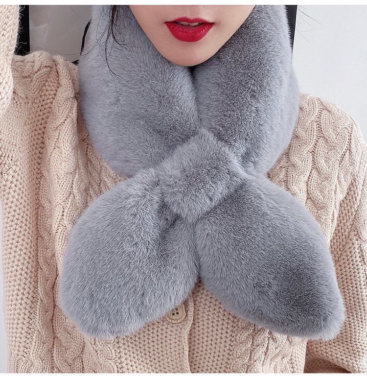 Women's Plush Scarf Winter Korean Style Small Dovetail Cross Scarf Imitation Fur Imitation Rabbit Fur Scarf Plush Fur Collar Warm Women's Plush Scarf Winter Korean Style Small Dovetail Cross Scarf Imitation Fur Imitation Rabbit Fur Scarf Plush Fur Collar Warm