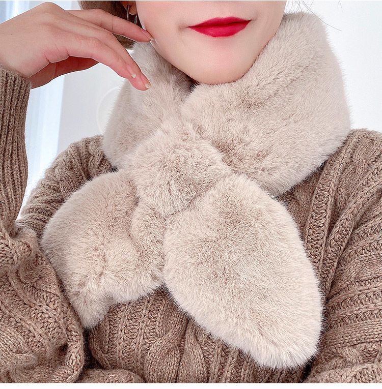 Women's Plush Scarf Winter Korean Style Small Dovetail Cross Scarf Imitation Fur Imitation Rabbit Fur Scarf Plush Fur Collar Warm Women's Plush Scarf Winter Korean Style Small Dovetail Cross Scarf Imitation Fur Imitation Rabbit Fur Scarf Plush Fur Collar Warm