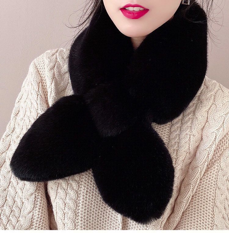 Women's Plush Scarf Winter Korean Style Small Dovetail Cross Scarf Imitation Fur Imitation Rabbit Fur Scarf Plush Fur Collar Warm Women's Plush Scarf Winter Korean Style Small Dovetail Cross Scarf Imitation Fur Imitation Rabbit Fur Scarf Plush Fur Collar Warm