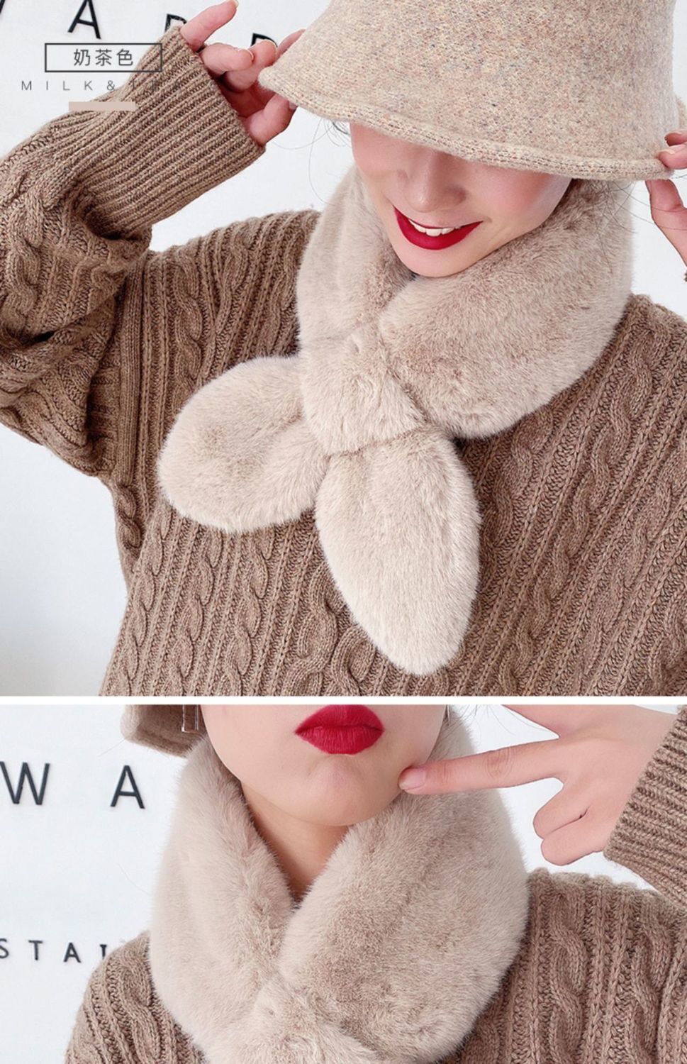 Women's Plush Scarf Winter Korean Style Small Dovetail Cross Scarf Imitation Fur Imitation Rabbit Fur Scarf Plush Fur Collar Warm Women's Plush Scarf Winter Korean Style Small Dovetail Cross Scarf Imitation Fur Imitation Rabbit Fur Scarf Plush Fur Collar Warm
