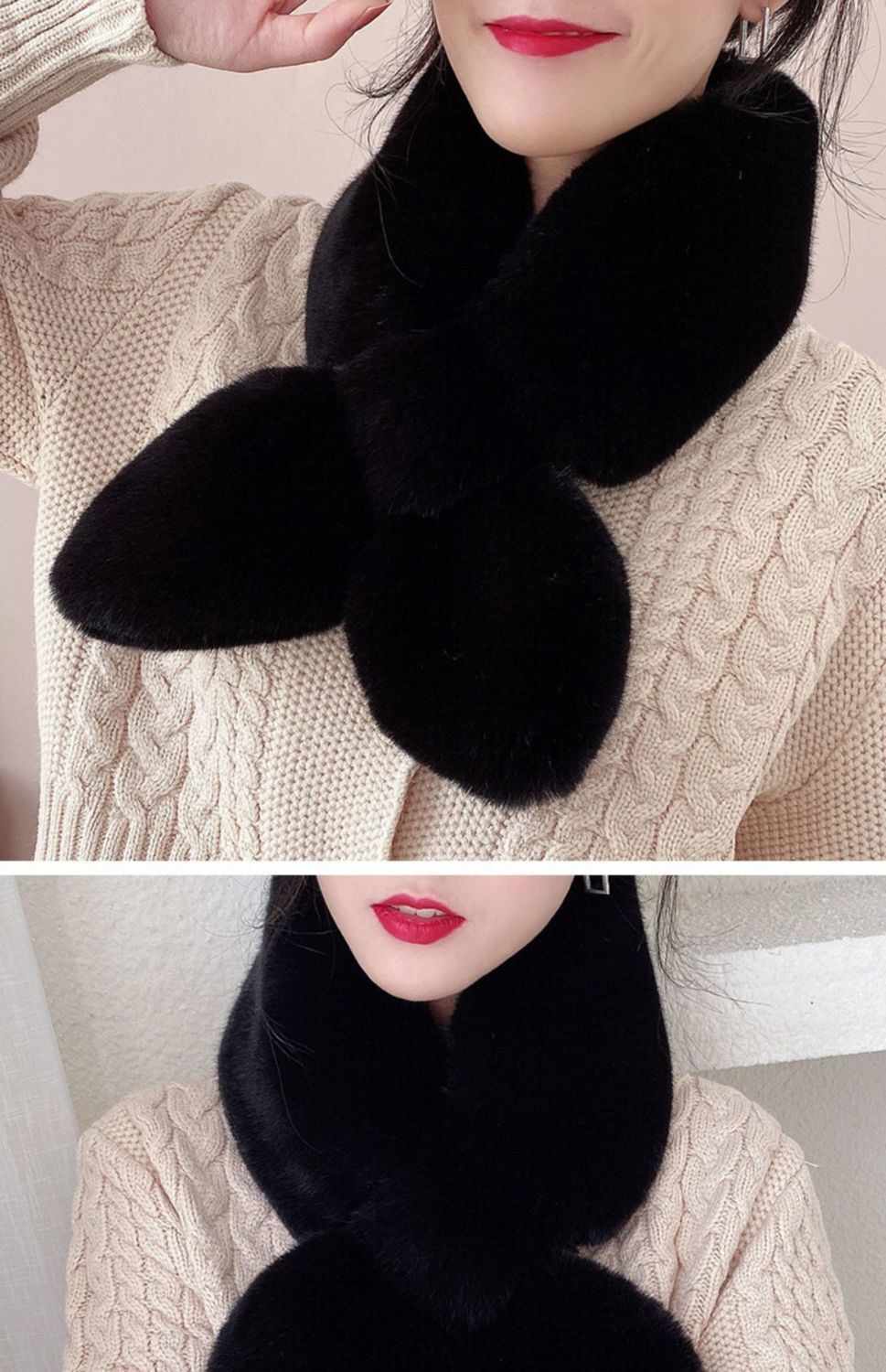 Women's Plush Scarf Winter Korean Style Small Dovetail Cross Scarf Imitation Fur Imitation Rabbit Fur Scarf Plush Fur Collar Warm Women's Plush Scarf Winter Korean Style Small Dovetail Cross Scarf Imitation Fur Imitation Rabbit Fur Scarf Plush Fur Collar Warm