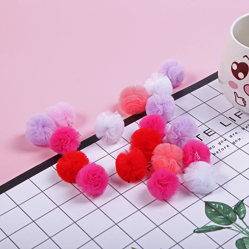 .net wool ball, Net yarn ball earrings accessories Net cloth plush ball multi - color wool ball manufacturers direct sales