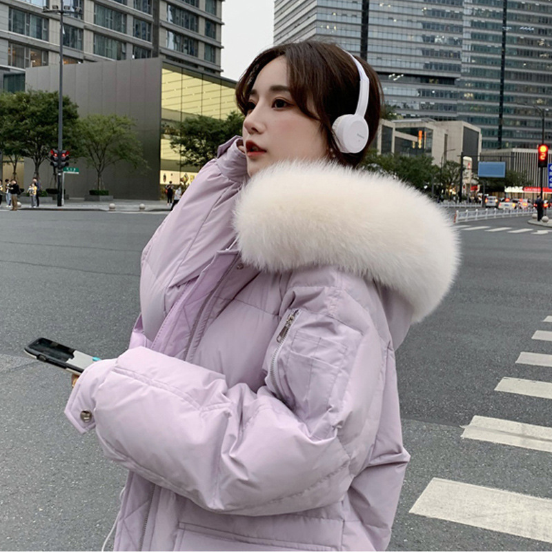 down Cotton-Padded Jacket Women&#039;s Mid-Length 2021 Winter New Korean Style Big Fur Collar Thickened Ultralong Overknee Cotton-Padded Coat