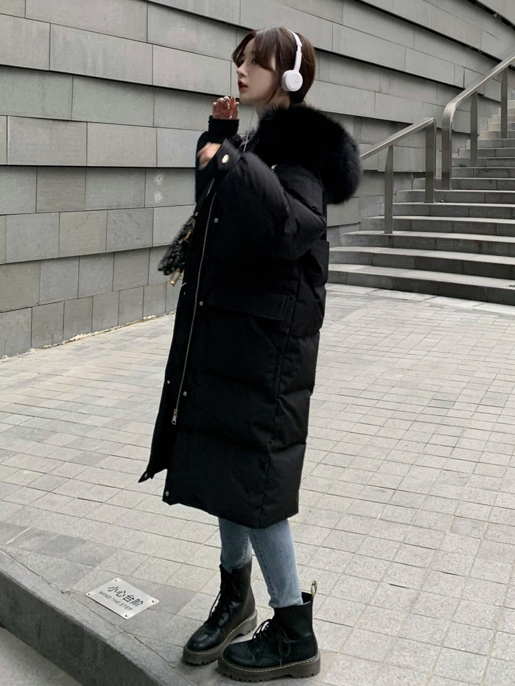 down Cotton-Padded Jacket Women's Mid-Length 2021 Winter New Korean Style Big Fur Collar Thickened Ultralong Overknee Cotton-Padded Coat down Cotton-Padded Jacket Women's Mid-Length 2021 Winter New Korean Style Big Fur Collar Thickened Ultralong Overknee Cotton-Padded Coat