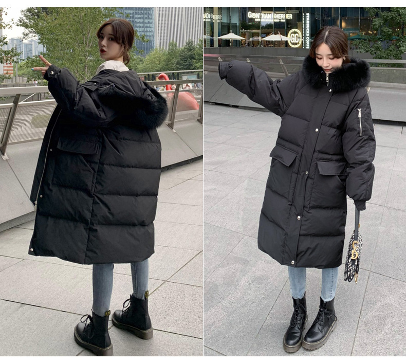 down Cotton-Padded Jacket Women's Mid-Length 2021 Winter New Korean Style Big Fur Collar Thickened Ultralong Overknee Cotton-Padded Coat down Cotton-Padded Jacket Women's Mid-Length 2021 Winter New Korean Style Big Fur Collar Thickened Ultralong Overknee Cotton-Padded Coat