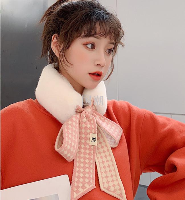 Fur collar ribbon scarf Korean version of girl cute fashion imitation fur rabbit hair scarf to keep warm