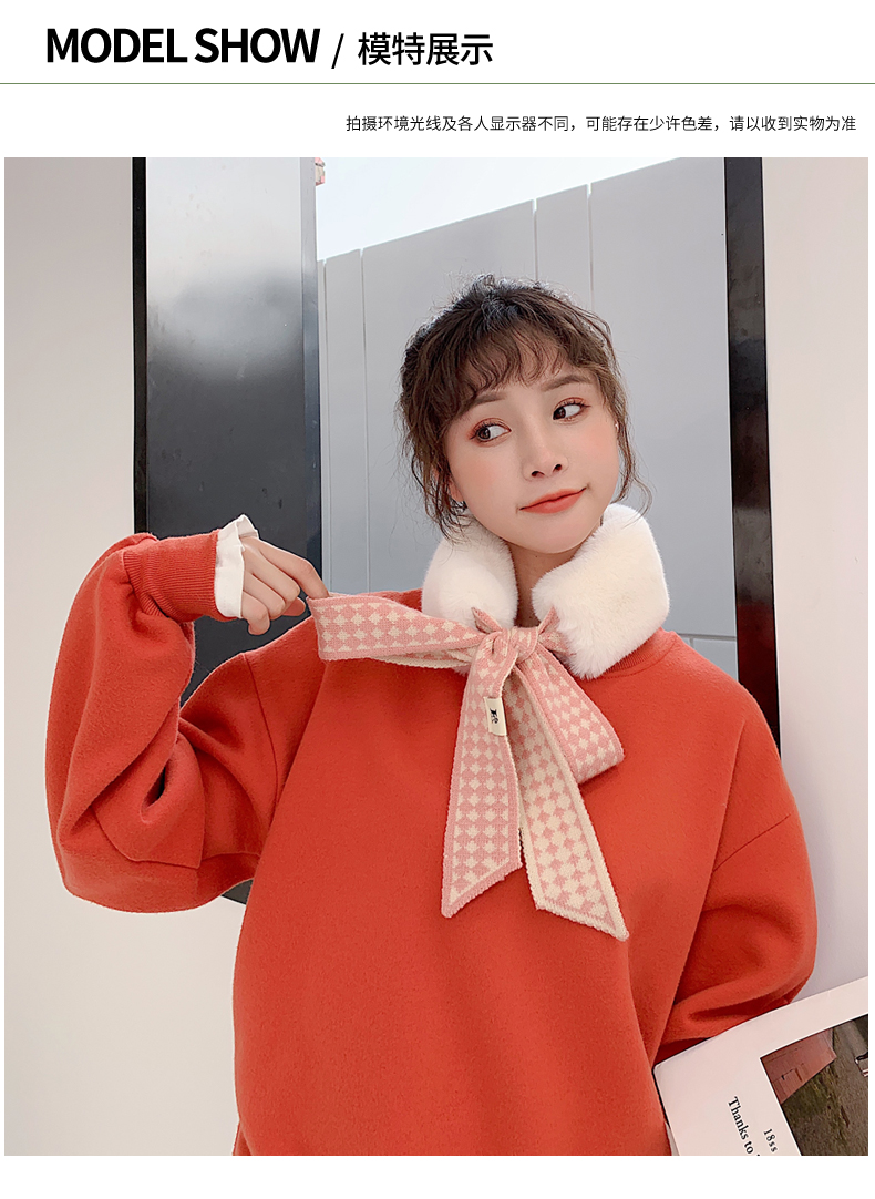 Fur collar ribbon scarf Korean version of girl cute fashion imitation fur rabbit hair scarf to keep warm Fur collar ribbon scarf Korean version of girl cute fashion imitation fur rabbit hair scarf to keep warm