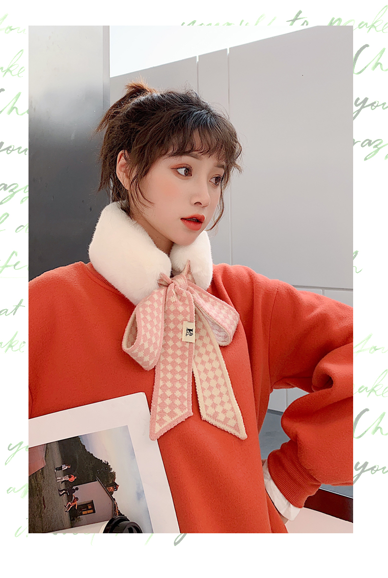 Fur collar ribbon scarf Korean version of girl cute fashion imitation fur rabbit hair scarf to keep warm Fur collar ribbon scarf Korean version of girl cute fashion imitation fur rabbit hair scarf to keep warm