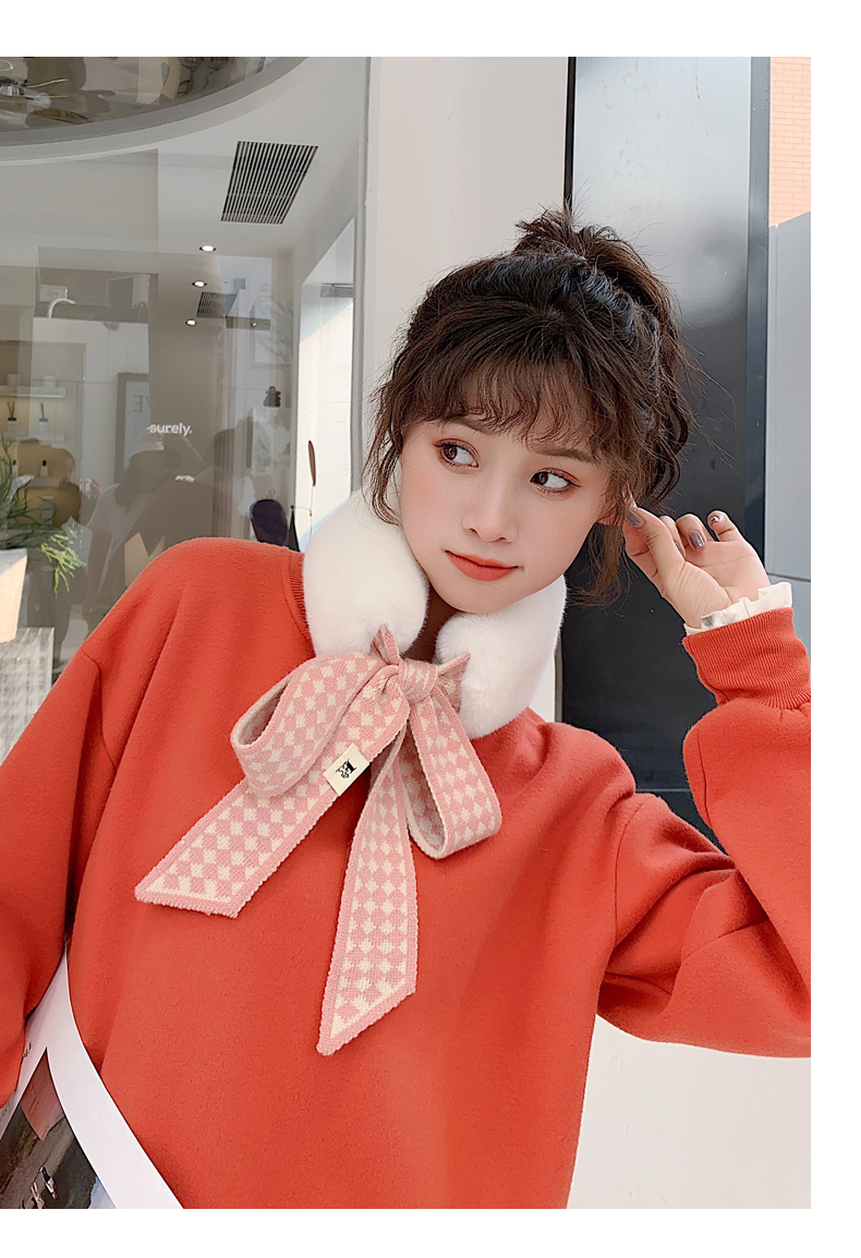 Fur collar ribbon scarf Korean version of girl cute fashion imitation fur rabbit hair scarf to keep warm Fur collar ribbon scarf Korean version of girl cute fashion imitation fur rabbit hair scarf to keep warm