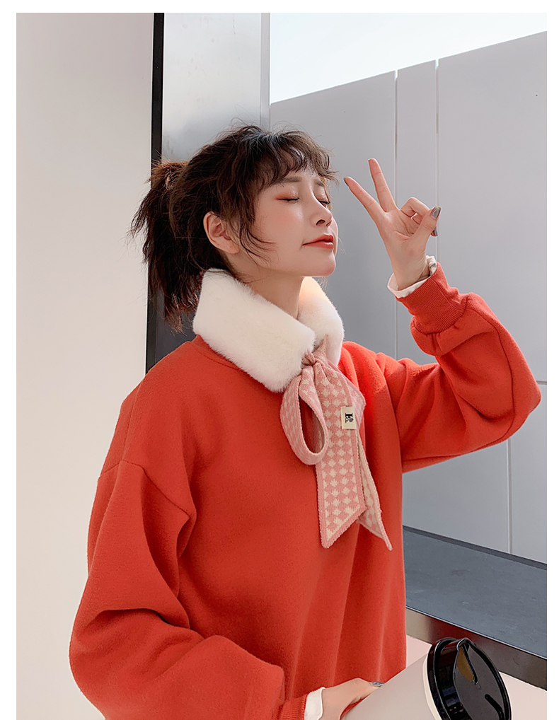 Fur collar ribbon scarf Korean version of girl cute fashion imitation fur rabbit hair scarf to keep warm Fur collar ribbon scarf Korean version of girl cute fashion imitation fur rabbit hair scarf to keep warm
