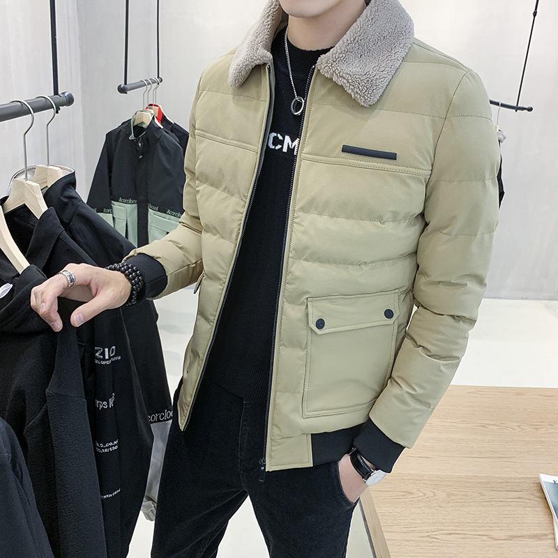Winter Clothing Coat Cotton-Padded Coat Men &#039;S Trendy Winter Thickened Padded Jacket 2021 New Fashion Brand Clothes Men &#039;S Fur Collar Workwear Cotton Coat