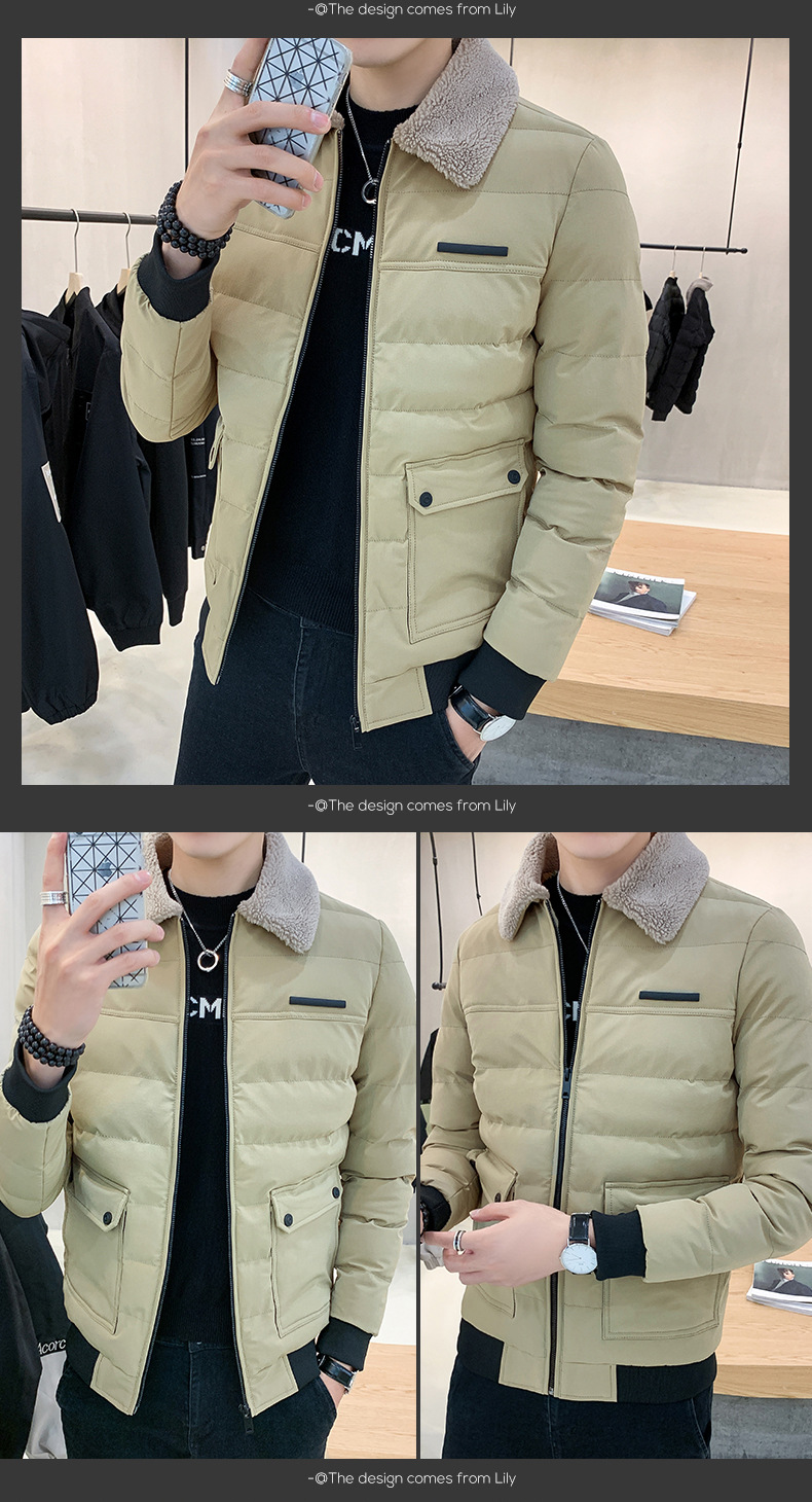 Winter Clothing Coat Cotton-Padded Coat Men 'S Trendy Winter Thickened Padded Jacket 2021 New Fashion Brand Clothes Men 'S Fur Collar Workwear Cotton Coat