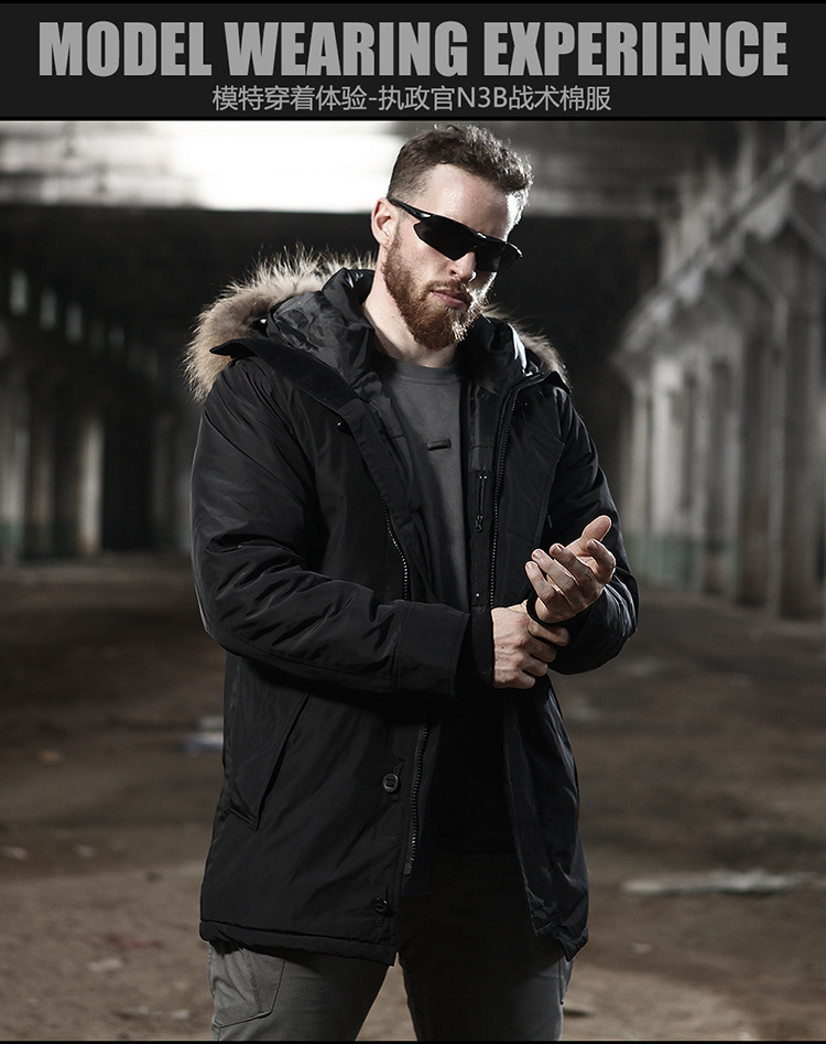 Mingpeng Consul Outdoor N3B Genuine Fur Collar Cotton-Padded Coat Cotton-Padded Coat Windproof Waterproof Cold-Proof Coat Tactical Cotton-Padded Coat