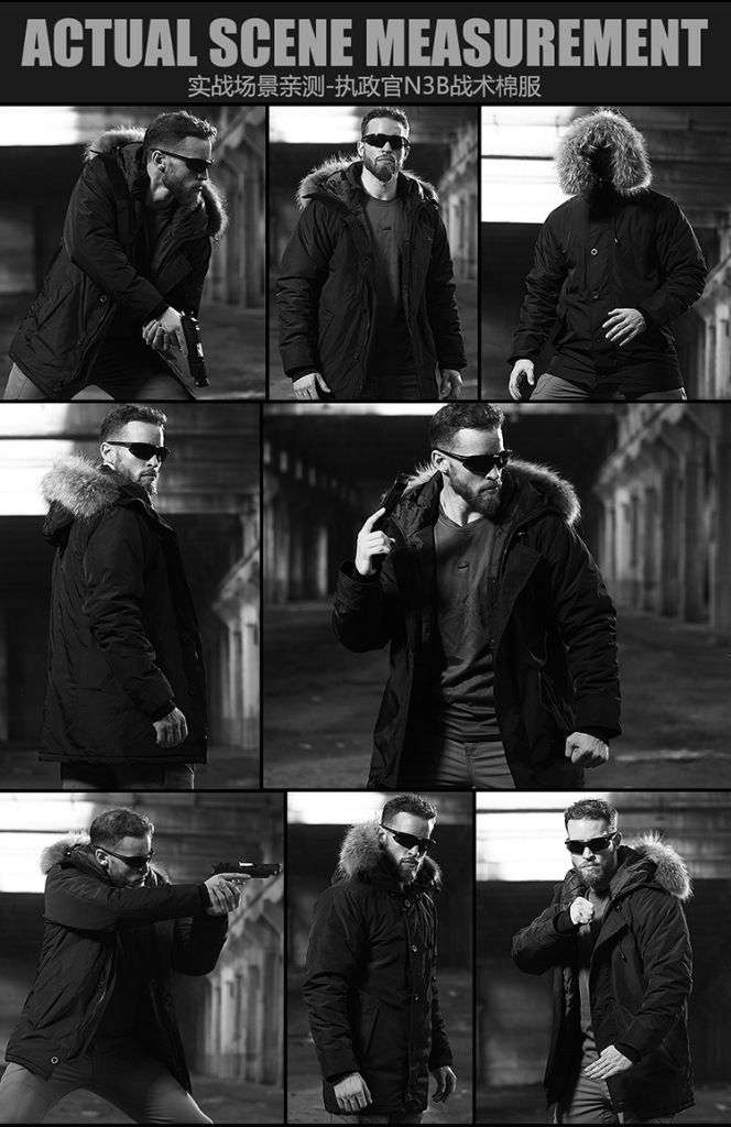 Mingpeng Consul Outdoor N3B Genuine Fur Collar Cotton-Padded Coat Cotton-Padded Coat Windproof Waterproof Cold-Proof Coat Tactical Cotton-Padded Coat