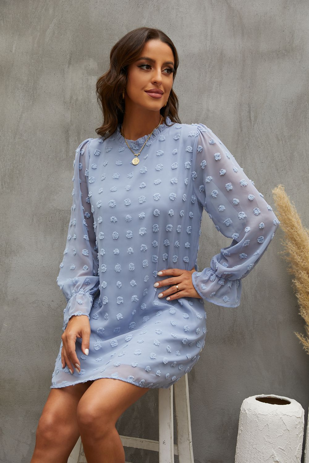 2021 Europe and America Cross Border Amazon Autumn and Winter Lace Collar Puff Sleeve Chiffon Embroidered Fur Ball Dress Dress for Women 2021 Europe and America Cross Border Amazon Autumn and Winter Lace Collar Puff Sleeve Chiffon Embroidered Fur Ball Dress Dress for Women