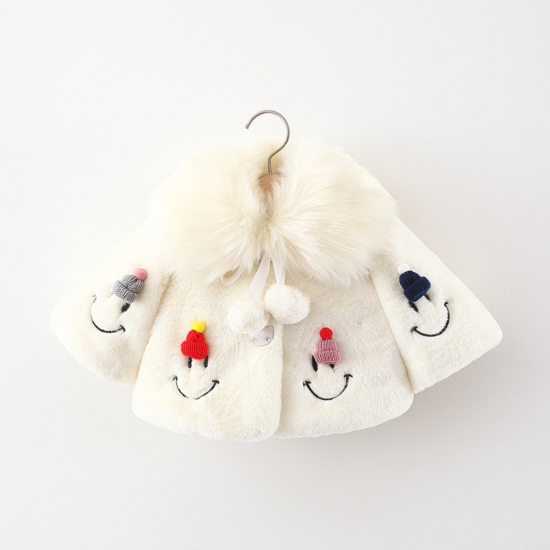 2021winter New Four Smiley Hat Furry Sweater Shawl Girls&#039; Fur Collar Furry Sweater Inverness