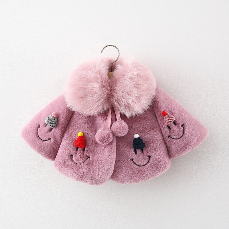 2021winter New Four Smiley Hat Furry Sweater Shawl Girls&#039; Fur Collar Furry Sweater Inverness