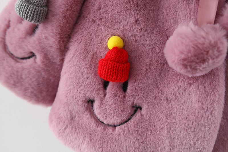 2021winter New Four Smiley Hat Furry Sweater Shawl Girls' Fur Collar Furry Sweater Inverness